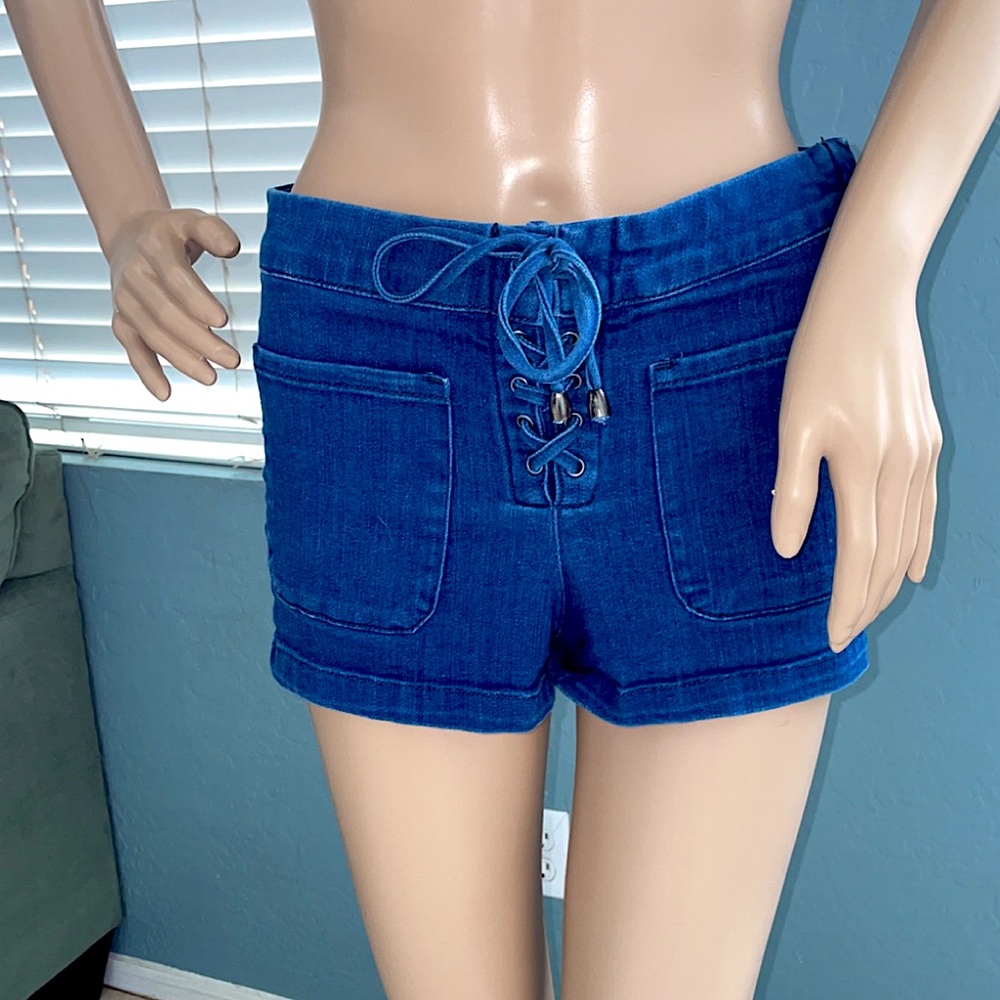 Lace Up Mia Denim Shorts